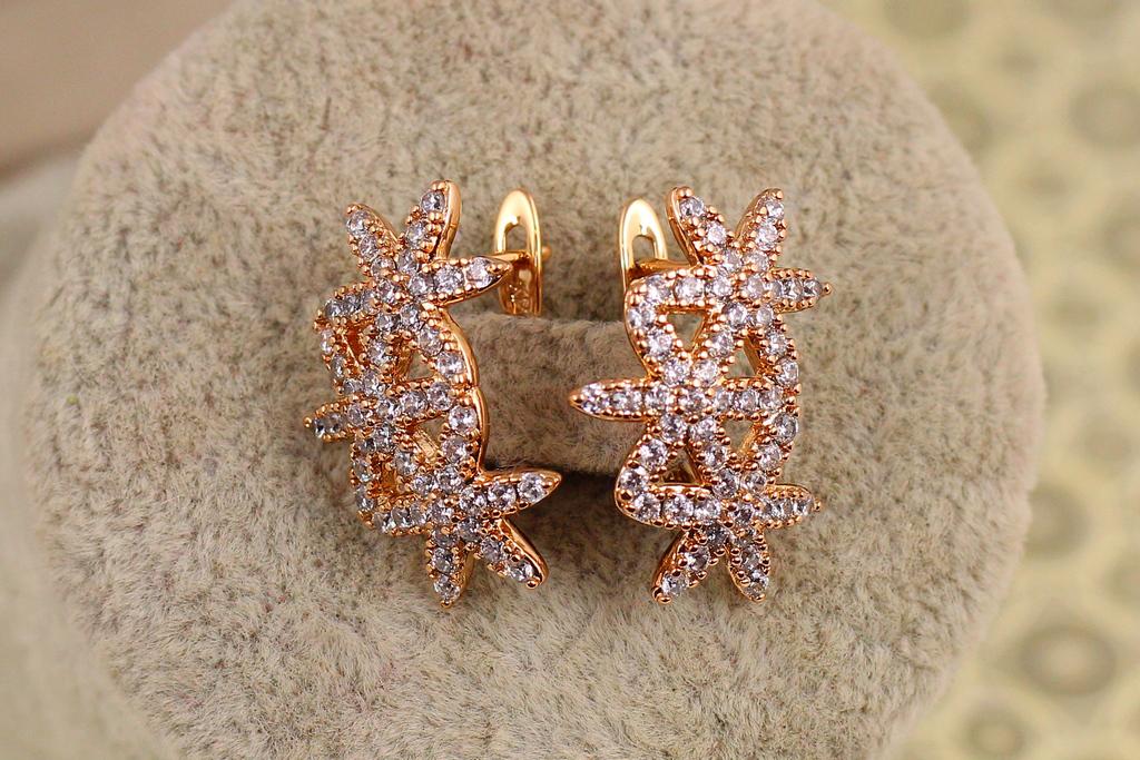 Серьги Xuping Jewelry три снежиночка 2,2 см Золотистый (34869899)