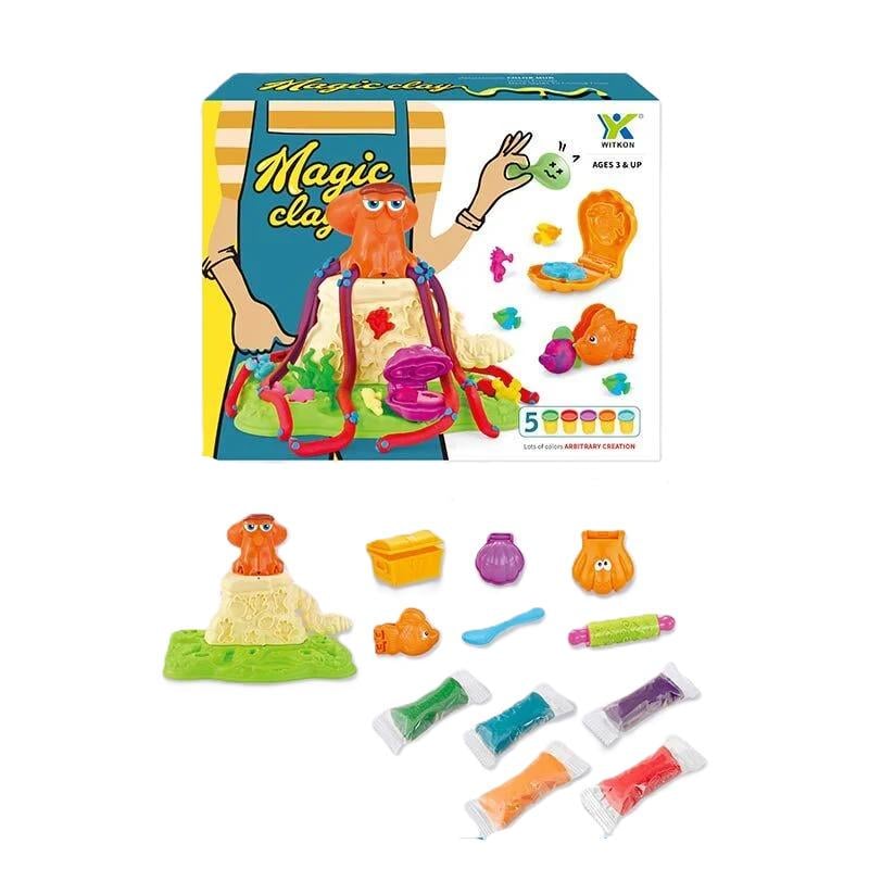 Тесто для лепки 2934 C 5 цветов теста/экструдер кальмар/формочки/аксессуары (145651)