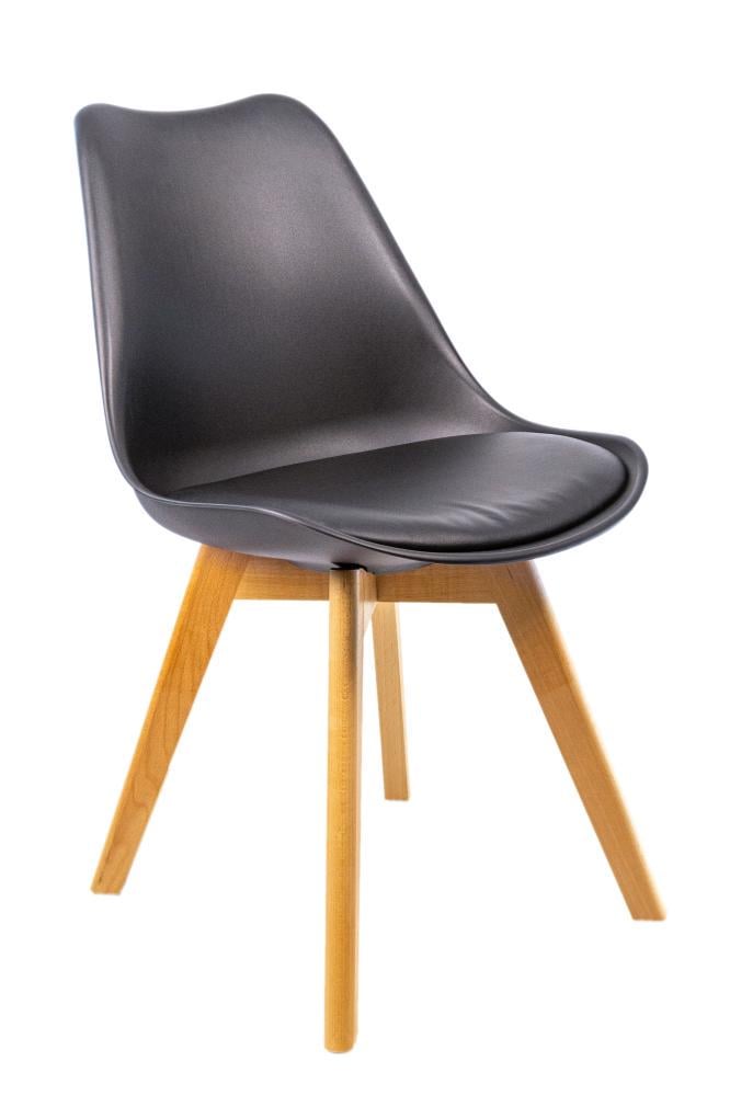 Крісло кухонне Bonro B-487 з м'яким сидінням на дерев'яних ніжках з бука Чорний (132-76-40070005)