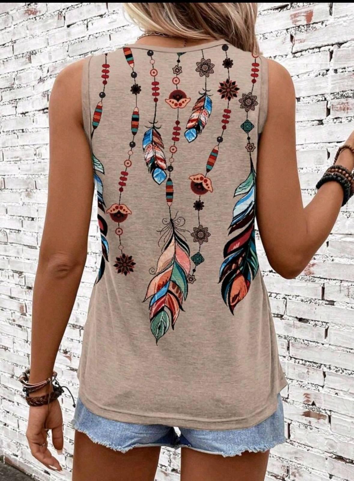 Майка женская Feathers с перьями S/M Бежевый/Разноцветный (27304184) - фото 2