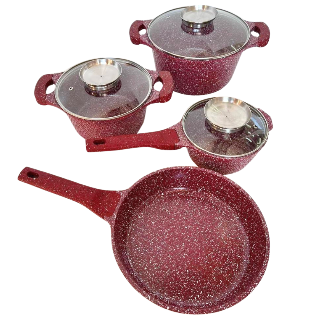 Набір посуду Higher Kitchen HK-315 з гранітним антипригарним покриттям 7 предметів Червоний (2484642767) - фото 5