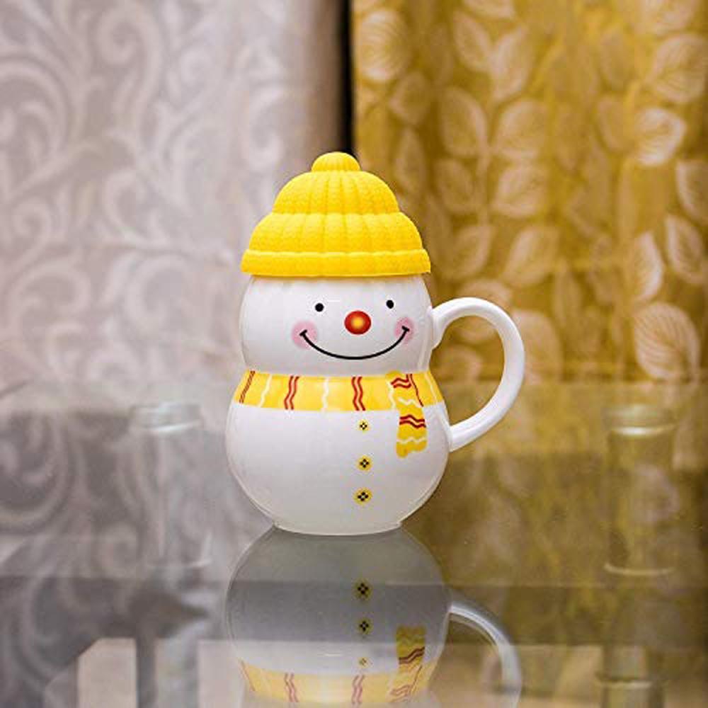 Чашка новогодняя с крышкой снеговик 350 мл Желтый - фото 6 Чашка новогодняя с крышкой снеговик 350 мл Желтый - фото 6