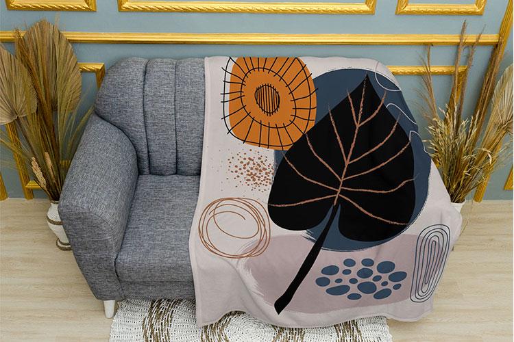 Плед PromoZP Лист и абстракция 3 плюш двухслойный 135х150 см (102380-1)