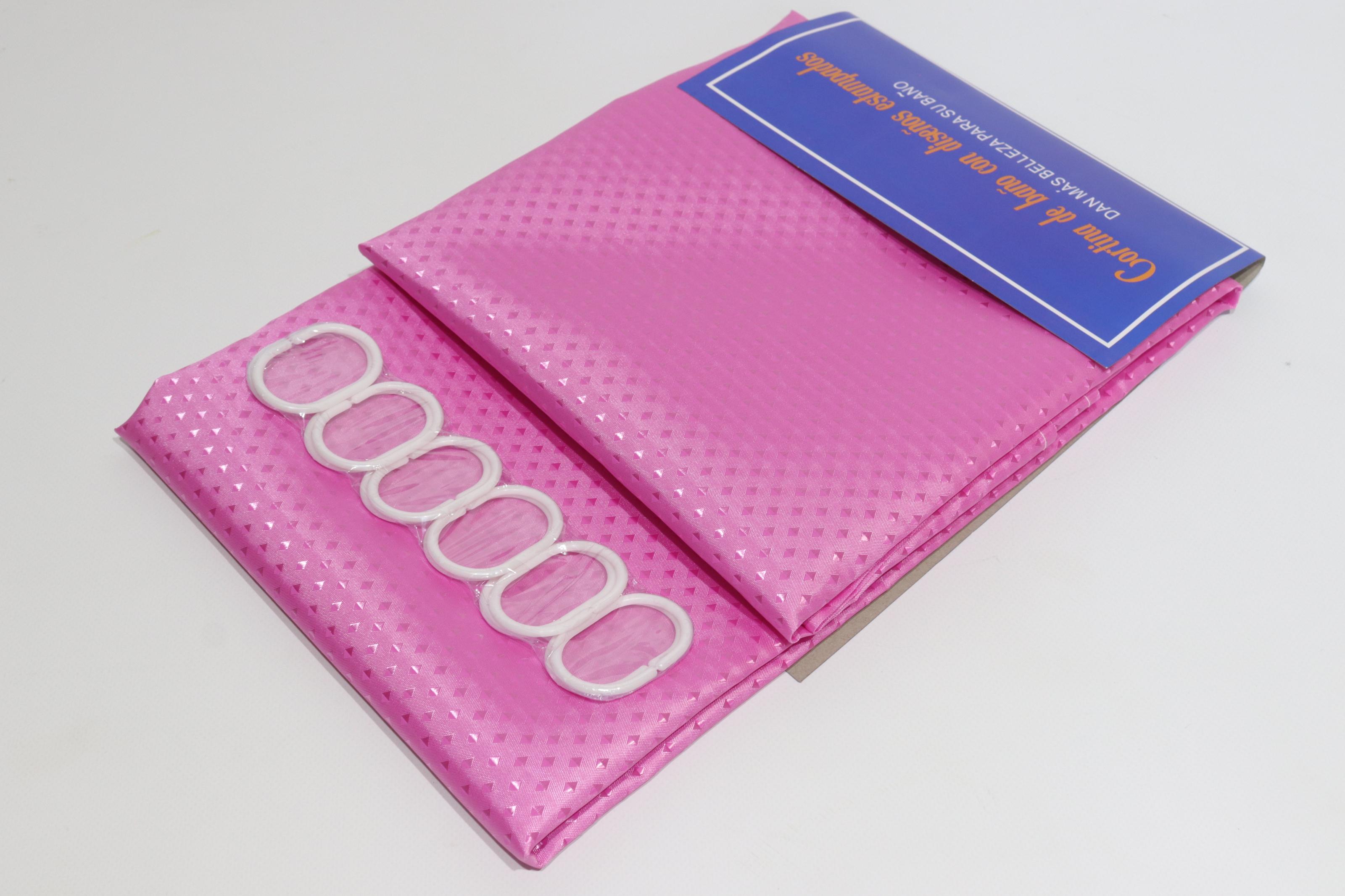 Шторка для ванной длинная однотонная 180x220 см Розовый (6215/pink)