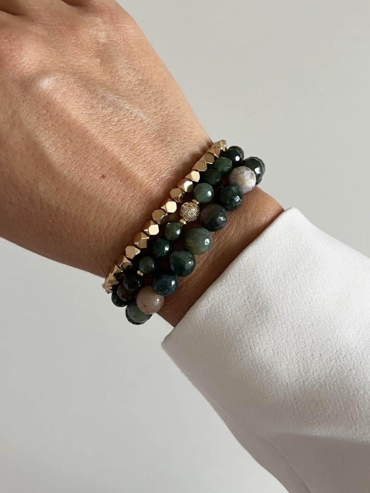 Сет браслетов из натуральных камней яшмы/нефрита/гематита (4618)