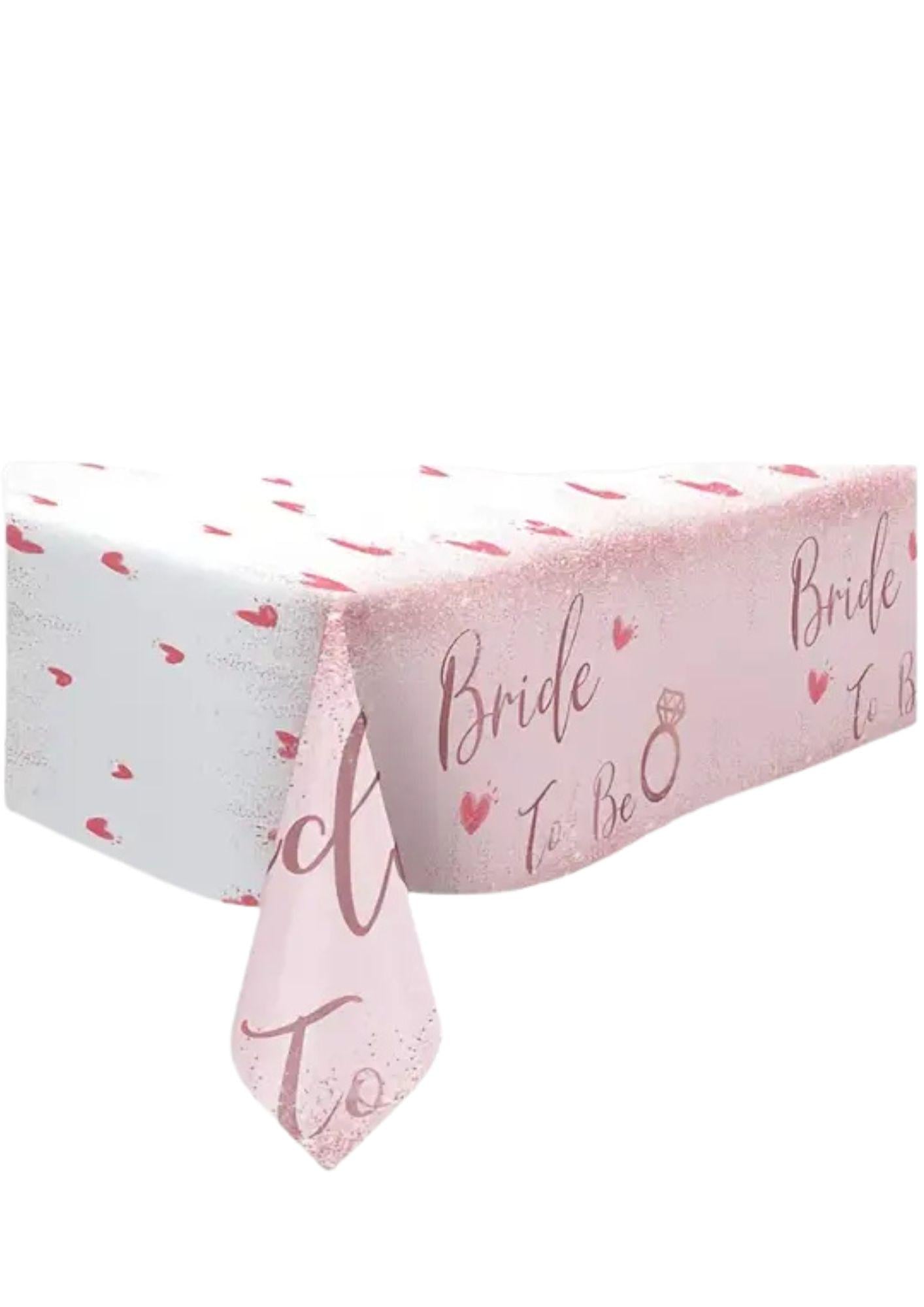 Скатертина для для дівич-вечора Bride to be поліетиленова 130х220 см Рожево-білий (95)