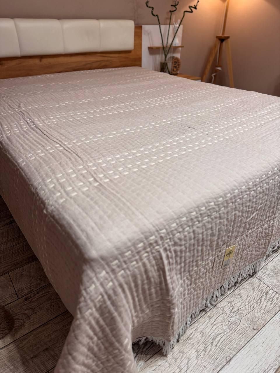 Плед хлопковый евро 200х230 Бежевый (Д-muslin-2025-005-01) - фото 1 Плед хлопковый евро 200х230 Бежевый (Д-muslin-2025-005-01) - фото 1