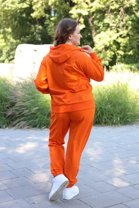 Женский прогулочный костюм Батал с худыми и джогерами M Оранжевый (М95.2) - фото 2 Женский прогулочный костюм Батал с худыми и джогерами M Оранжевый (М95.2) - фото 2