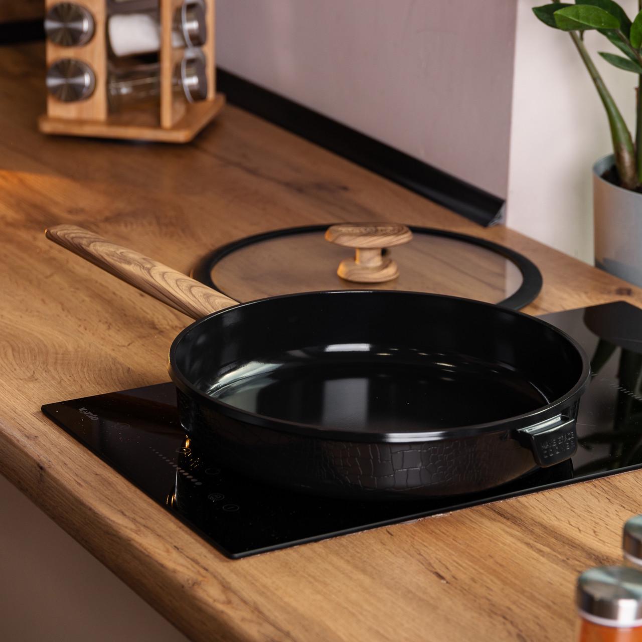 Сковорода алюмінієва MGC з керамічним покриттям антипригарним 2 л Ø 24 см Чорний - фото 7 Сковорода алюмінієва MGC з керамічним покриттям антипригарним 2 л Ø 24 см Чорний - фото 7