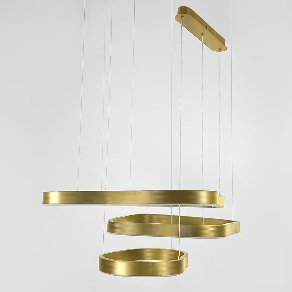 Люстра необычная и эффектная на 3 яруса 62/51/41 см Золотой (PCL004-800х600х400 PGD)