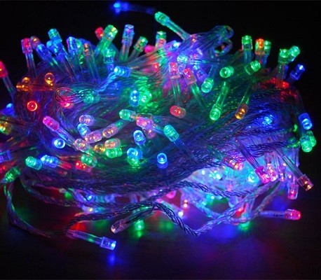 Электрогирлянда внутренняя разноцветная встроенный светодиод (LED) 200 ламп 12 м с контроллером прозрачный провод