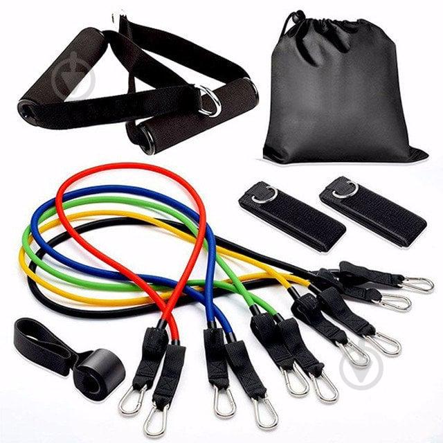 Набір еспандерів трубчастих для фітнесу U-Powex Home Gym гумові з чохлом та спортивними рукавичками 5 шт. (509204203)