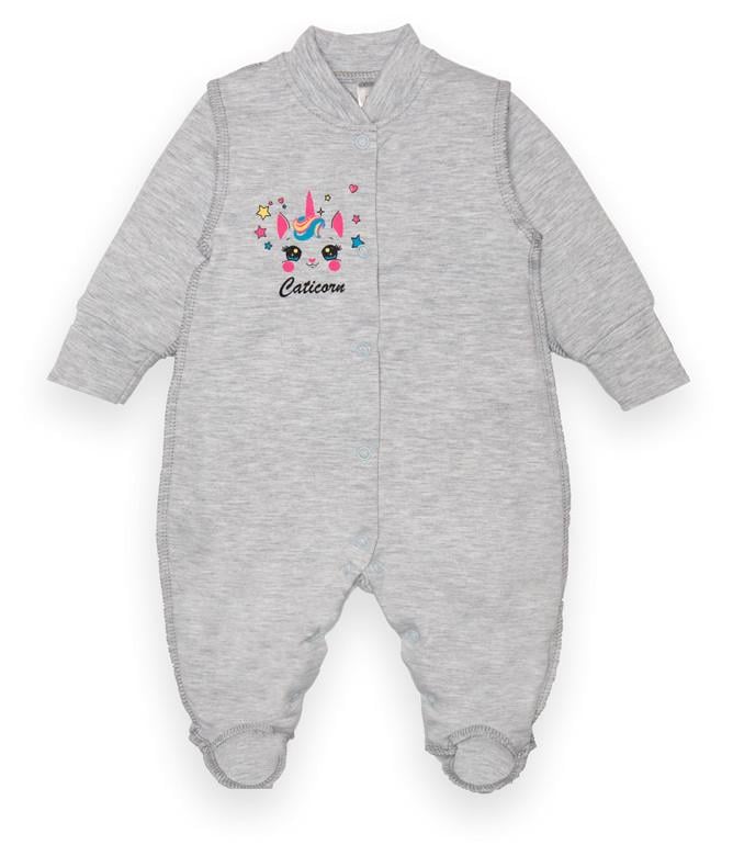 Комбинезон детский хлопковый для девочки Gabbi KB-22-2-6 62 см Серый (13287)