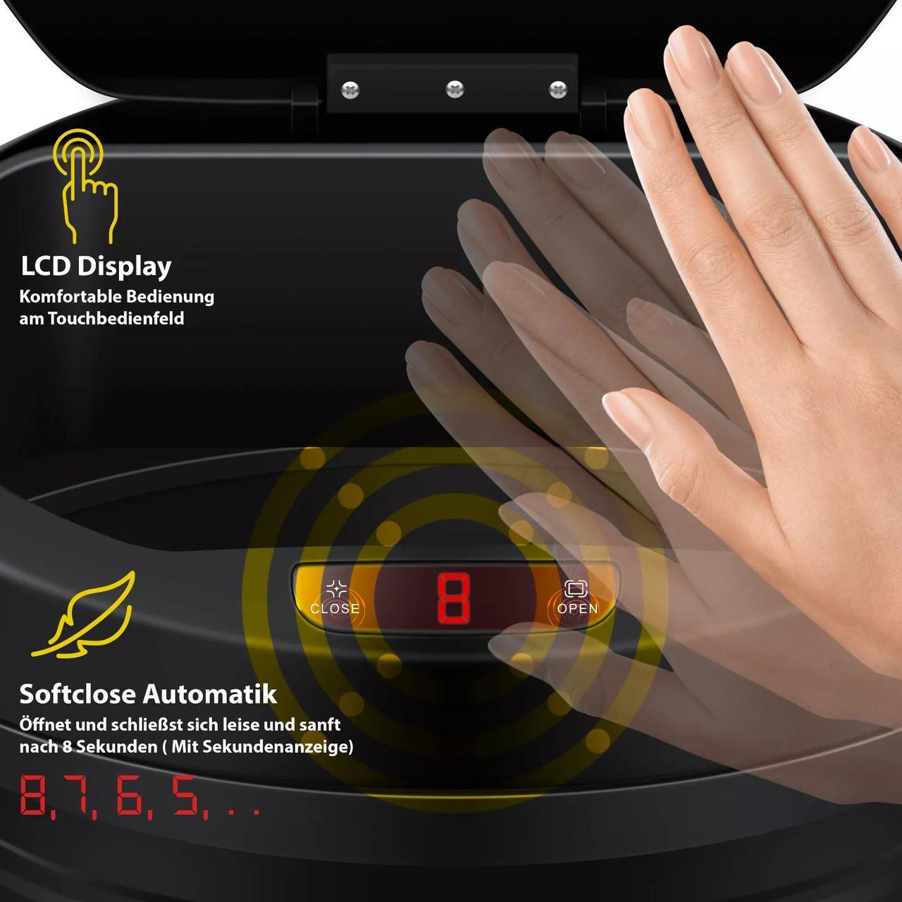 Мусорное ведро с автоматическим датчиком KESSER из нержавеющей стали 56 л Black - фото 5 Мусорное ведро с автоматическим датчиком KESSER из нержавеющей стали 56 л Black - фото 5