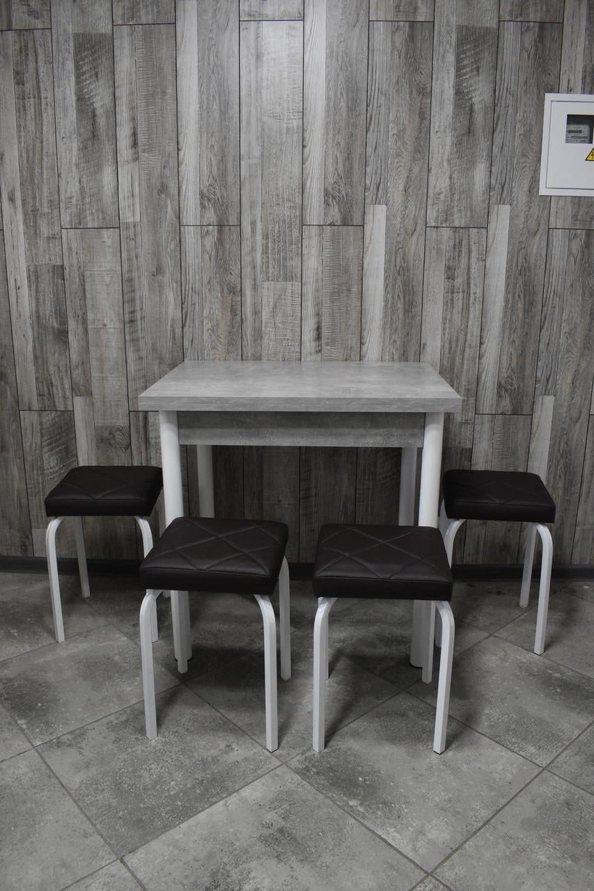 Кухонний комплект Оскар стіл розкладний/табурети 4 шт. Tutti Lux 60х80/80х120х75 см Бетон/Чорний (28374779)