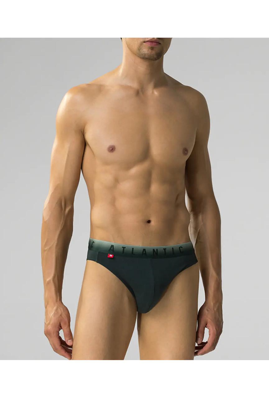 Набор трусов-брифов мужских Atlantic 3MP-173 средней посадки хлопковых 3 шт. M Каберне/Черный/Изумрудный (2403322075) - фото 2