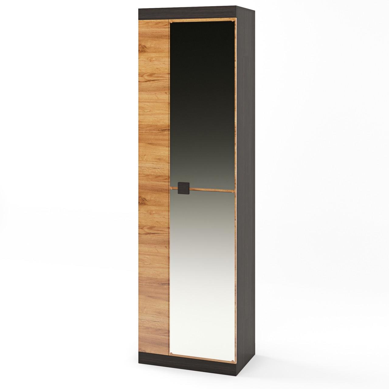 Шкаф распашный Эверест Соната-600 с зеркалом Венге темный/Дуб крафт золотой (DTM-2634)