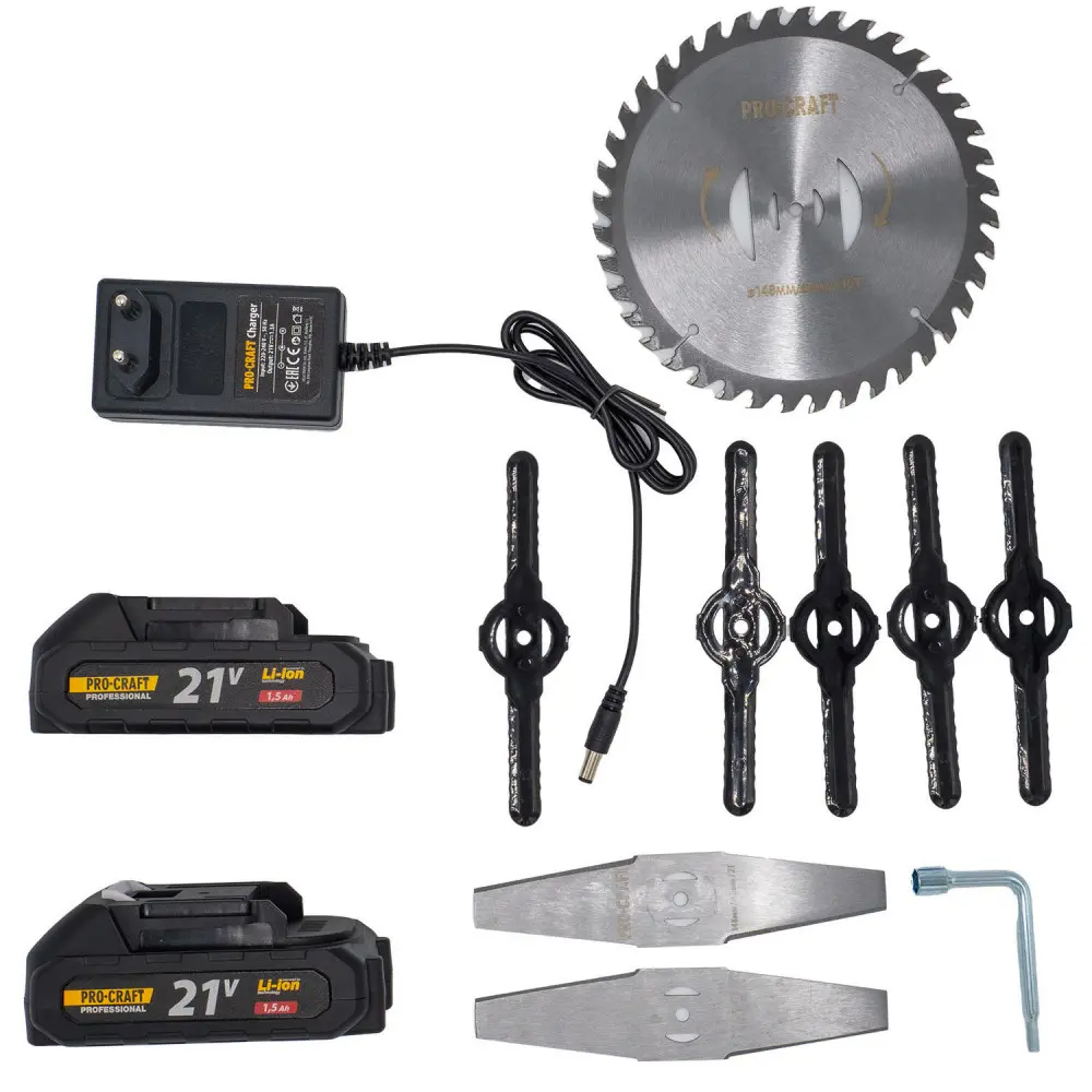 Коса аккумуляторная ProCraft PTA24 с 2 аккумуляторами и зарядным устройством с 3 насадками - фото 9 Коса аккумуляторная ProCraft PTA24 с 2 аккумуляторами и зарядным устройством с 3 насадками - фото 9