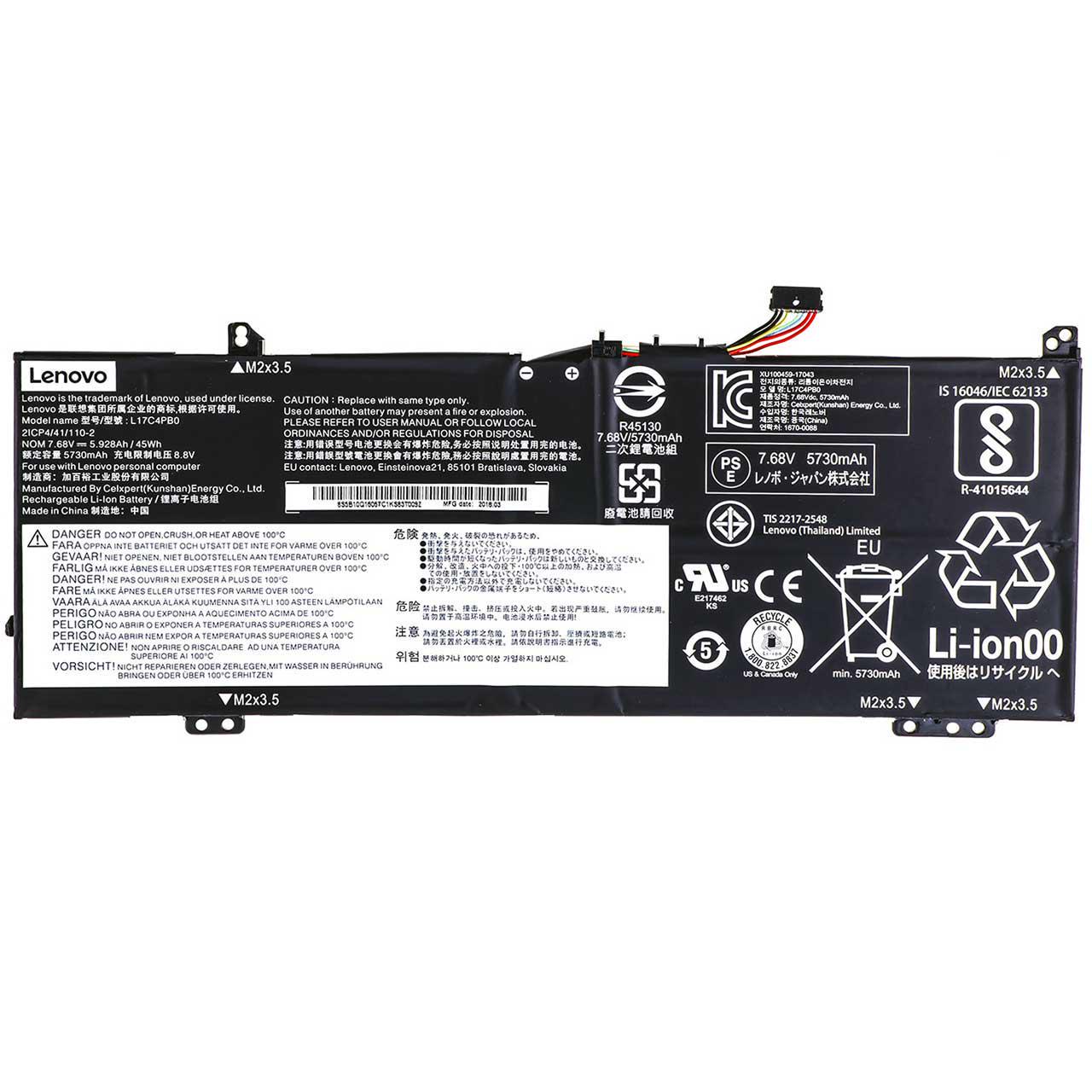 Аккумулятор для ноутбука Lenovo IdeaPad 530S-14ARR 5928 mAh 76V 45 Wh