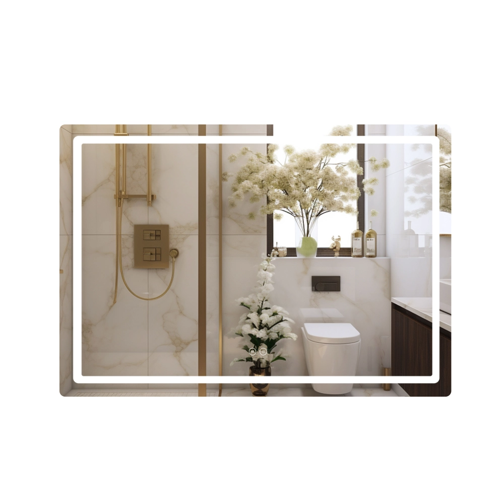 Дзеркало прямокутне Qtap Mideya MI1 з LED-підсвічуванням Touch/з антизапотіванням/регулюванням яскравості 100х70 см (QT2078NCF10070W)