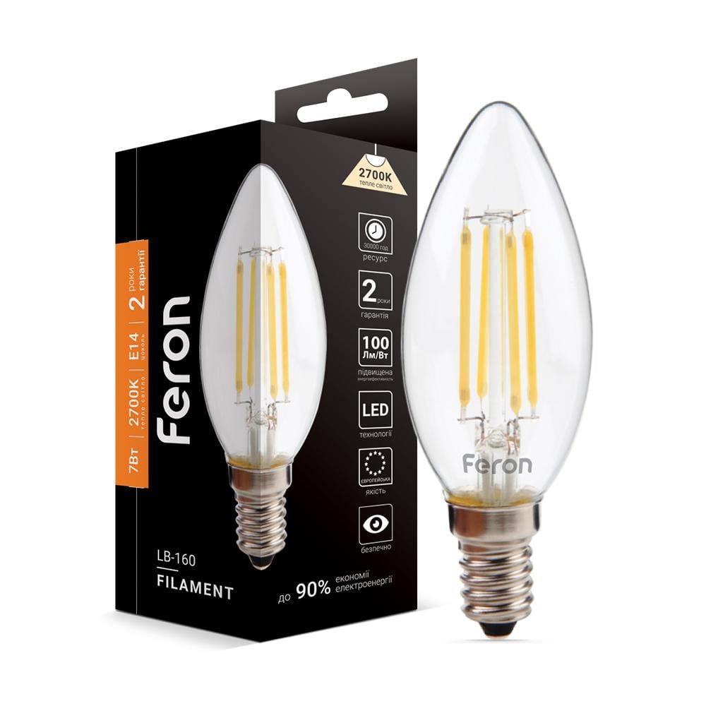 Светодиодная лампа Feron Filament LB-160 7 Вт E14 2700K (15189)