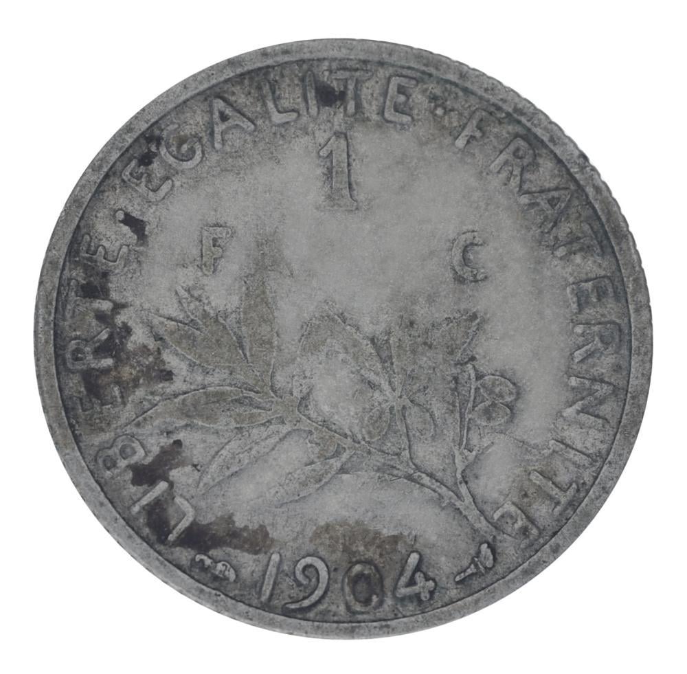 Коллекционная монета Франция 1 франк 1904 серебро F-VF (М20809)