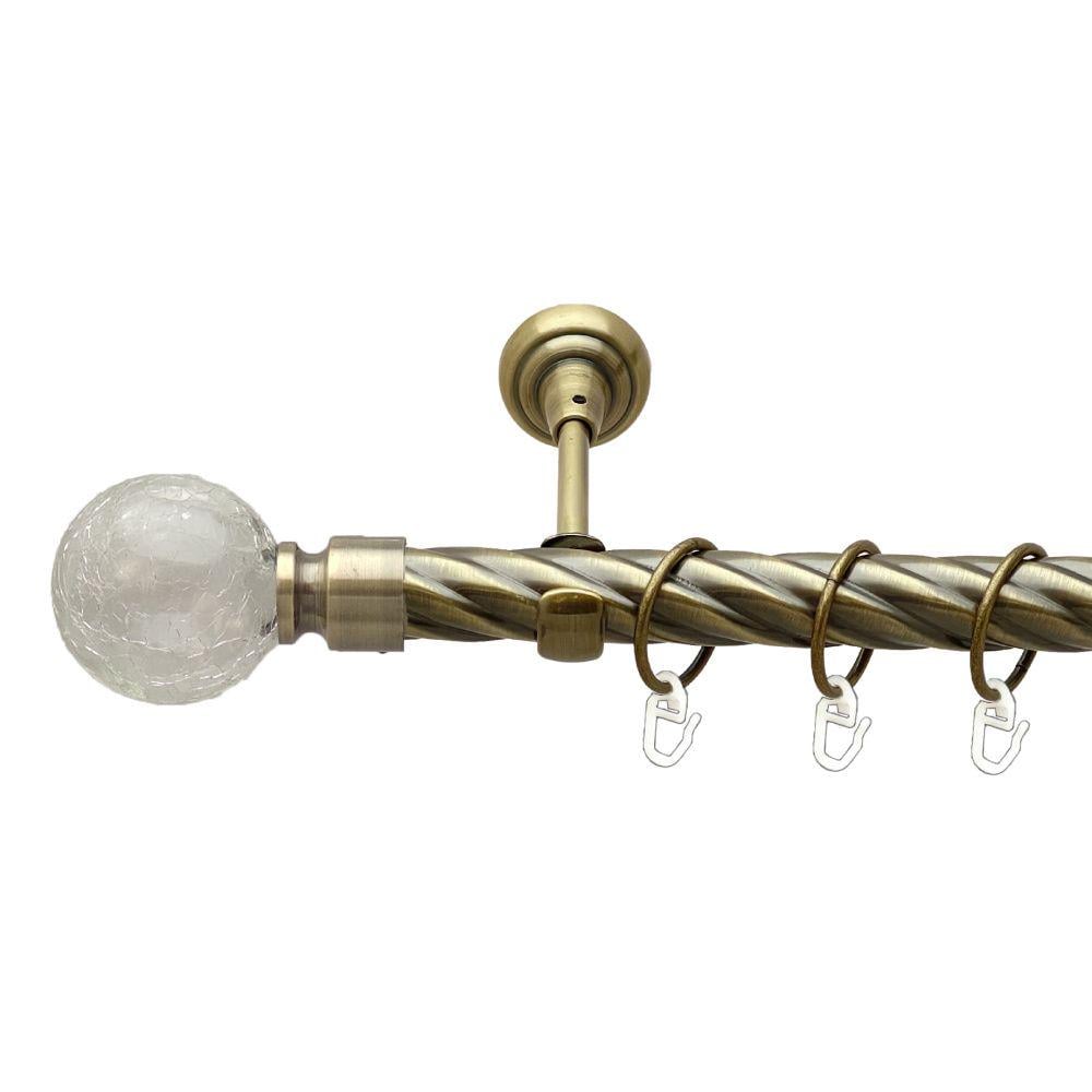 Карниз металевий Orvit Сепія однорядний відкритий/скручена труба/кільце металеве Антик 25 мм 200 см (00-00017732)