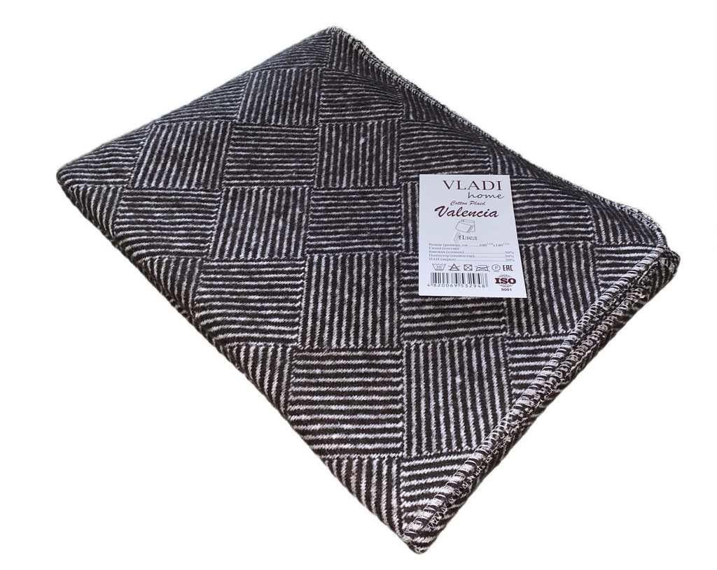 Плед хлопковый Vladi Валенсия Паркет 100х140 см Белый/касторовый (1616fae7)