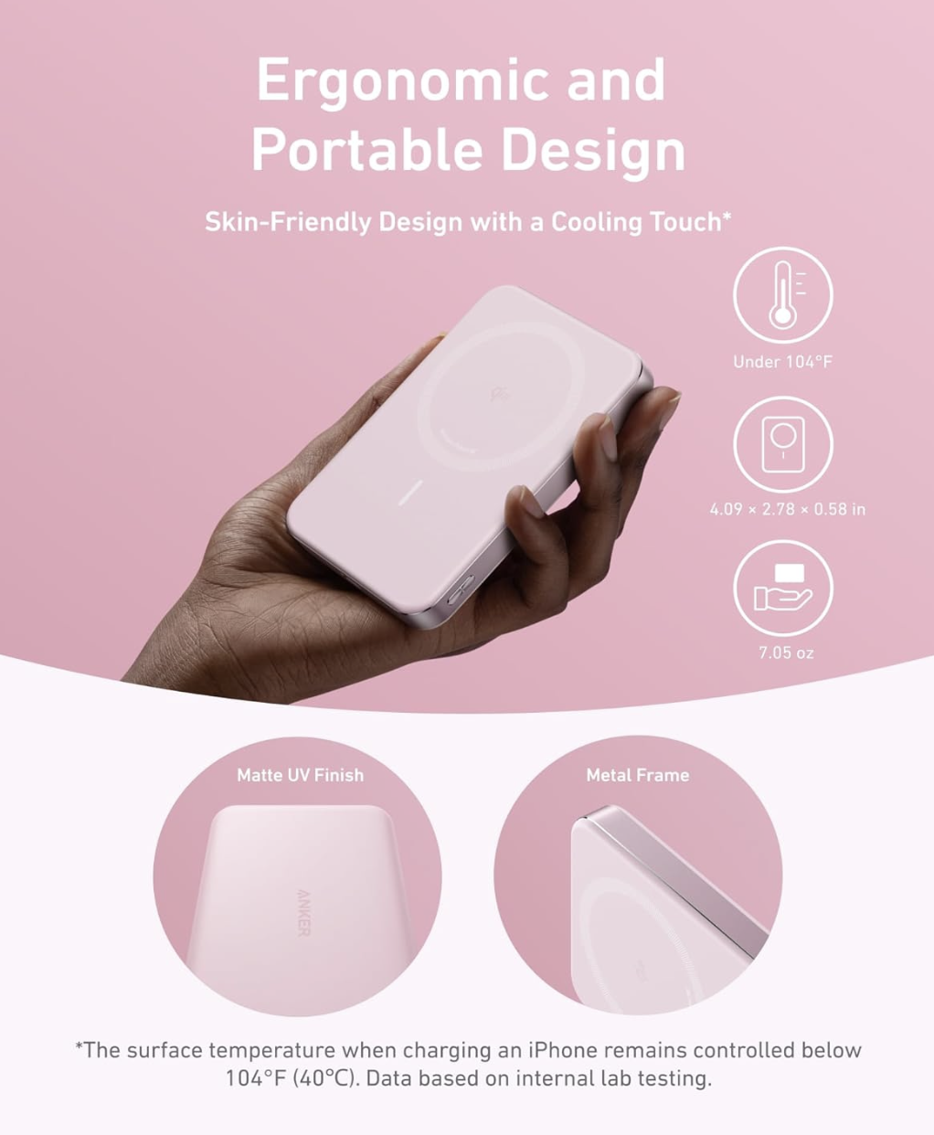 Повербанк Anker Ultra-Slim 10000 mAh MagGo Qi2 15W Pink (2423023383) - фото 2 Повербанк Anker Ultra-Slim 10000 mAh MagGo Qi2 15W Pink (2423023383) - фото 2