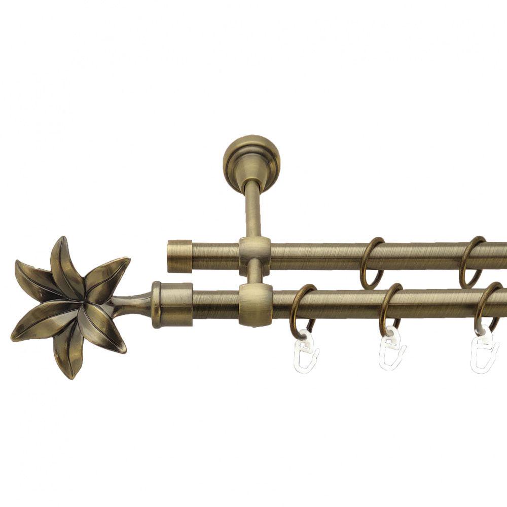 Карниз Orvit Флоріта металевий дворядний литий гладка труба кільце металеве 16/16 мм 200 см Антик (3527333)