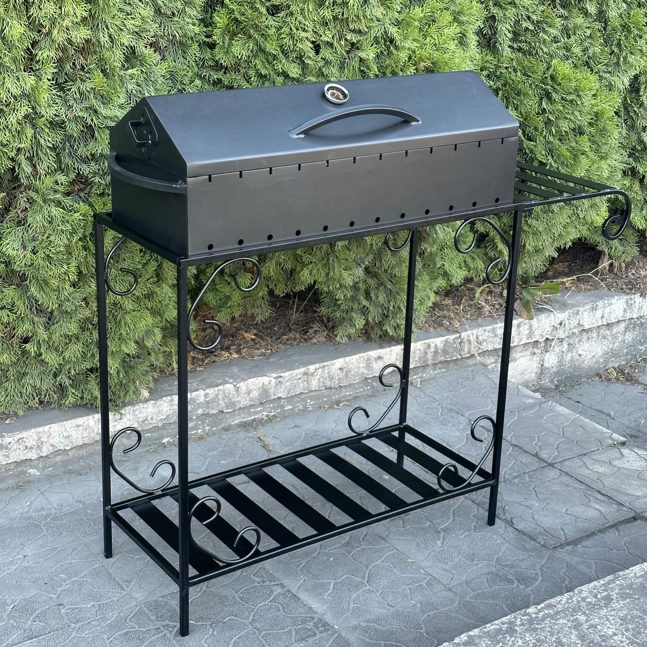 Мангал-барбекю Metalzavod Гефест на 12 шампурів 3 мм на дровниці 132,5х36,5х106,5 см (MBD12-3) - фото 2