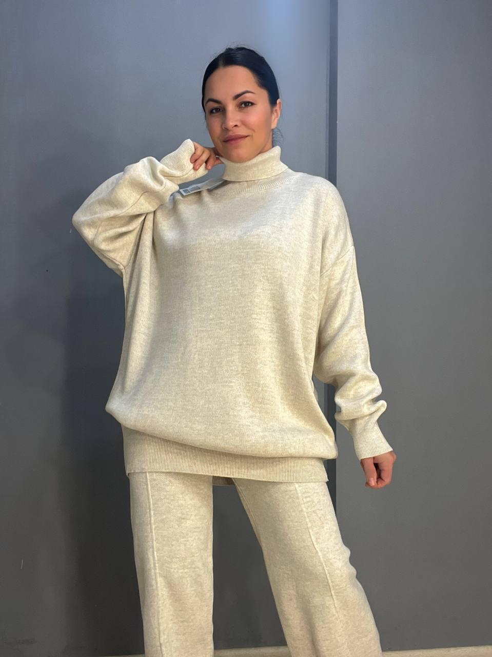 Костюм жіночий MY FASHION 202401-101 брюки зі стрілкою шнурок та светр OS Світло-бежевий (887) - фото 6 Костюм жіночий MY FASHION 202401-101 брюки зі стрілкою шнурок та светр OS Світло-бежевий (887) - фото 6