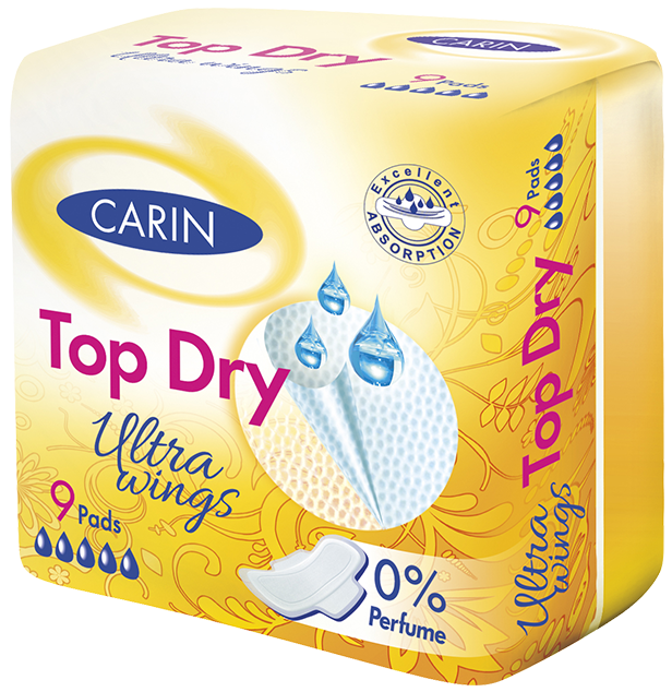 Гигиенические прокладки Carin Top Dry 0% perfume 9 шт. (300676)