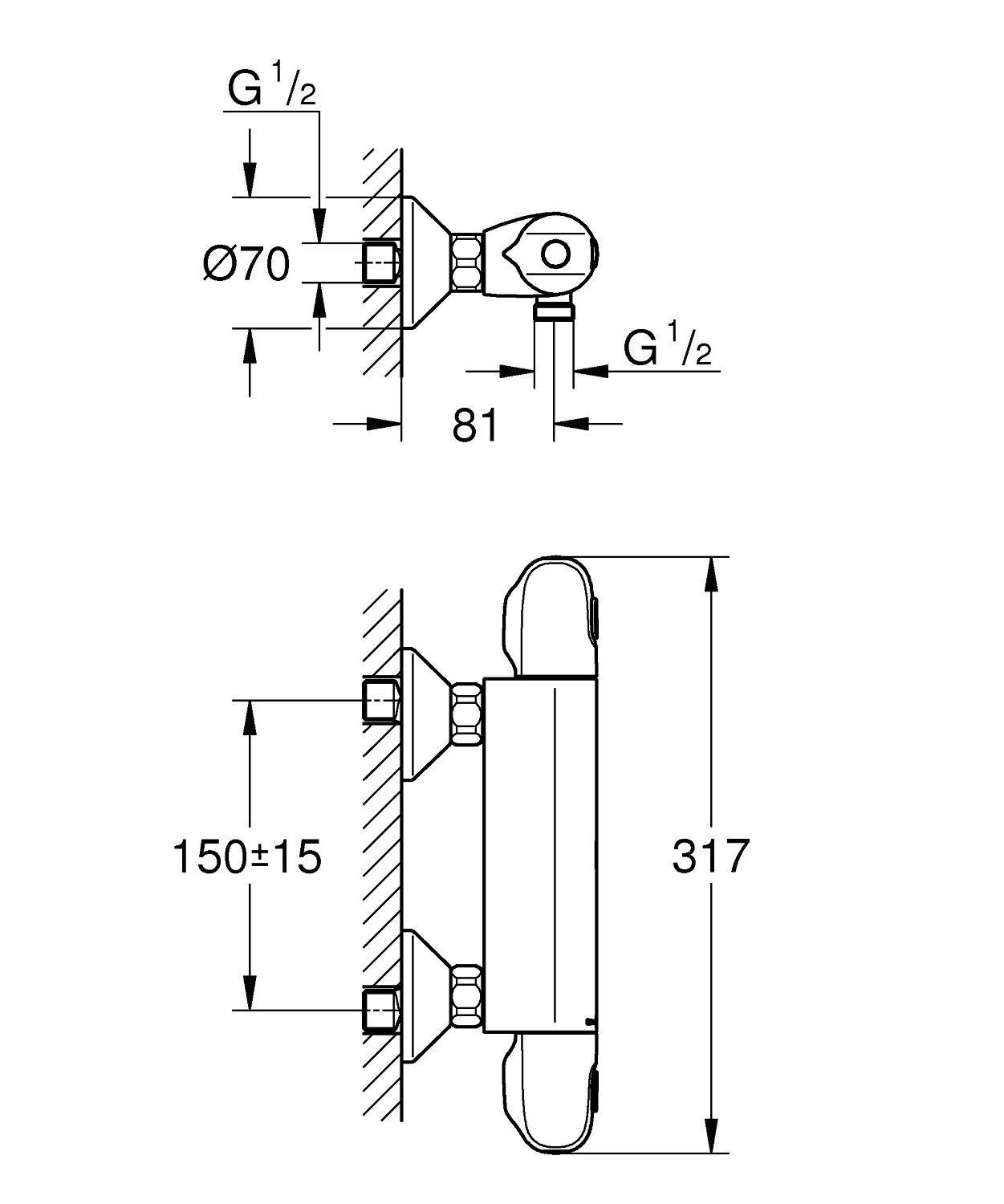 Смеситель с термостатом для душа Grohe Grohtherm 1000 (34143003) - фото 2