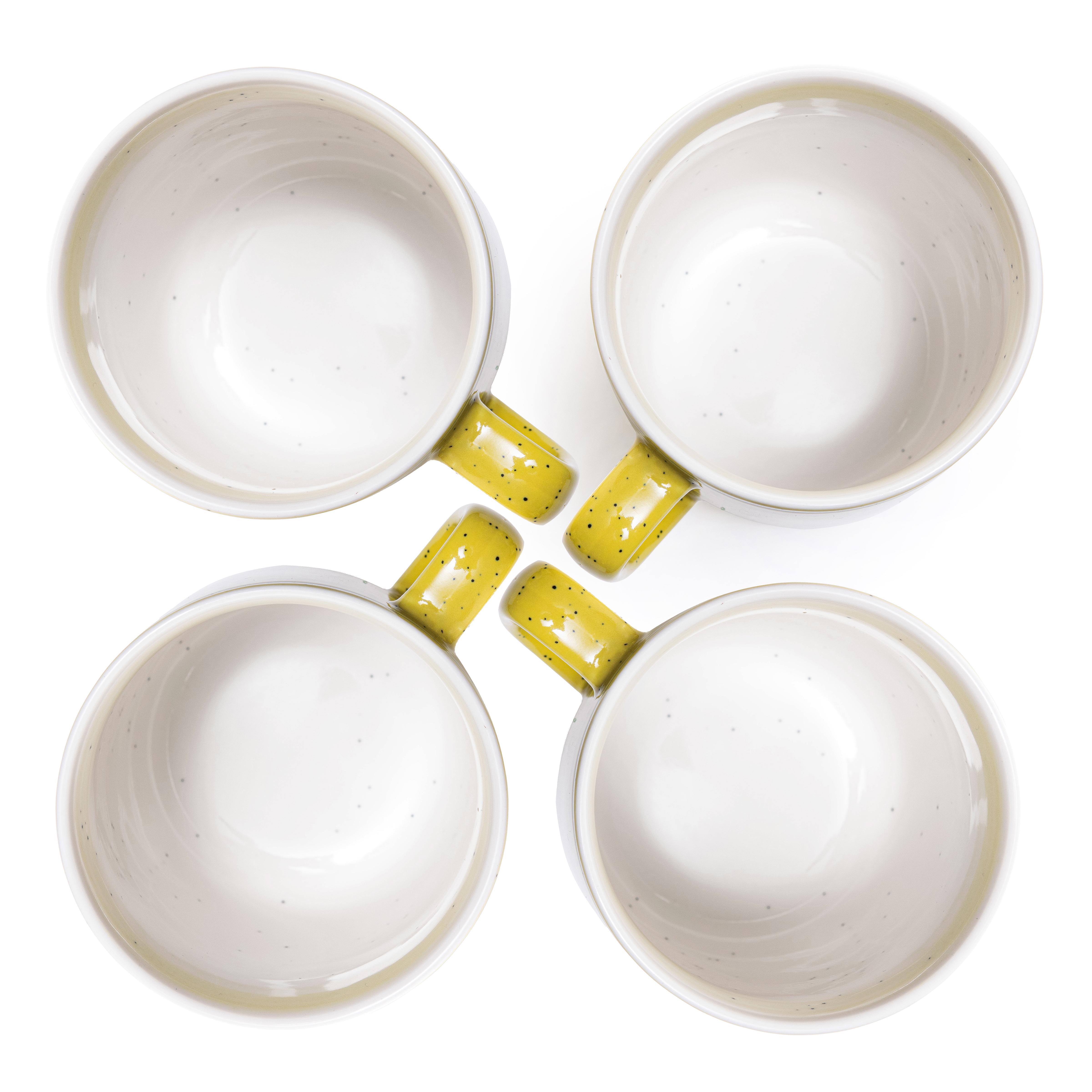 Набор чашек elemi Fish&Chill с подставкой керамика/металл 390 мл 4 шт. Желтый/Голубой (УТ-00094453) - фото 6