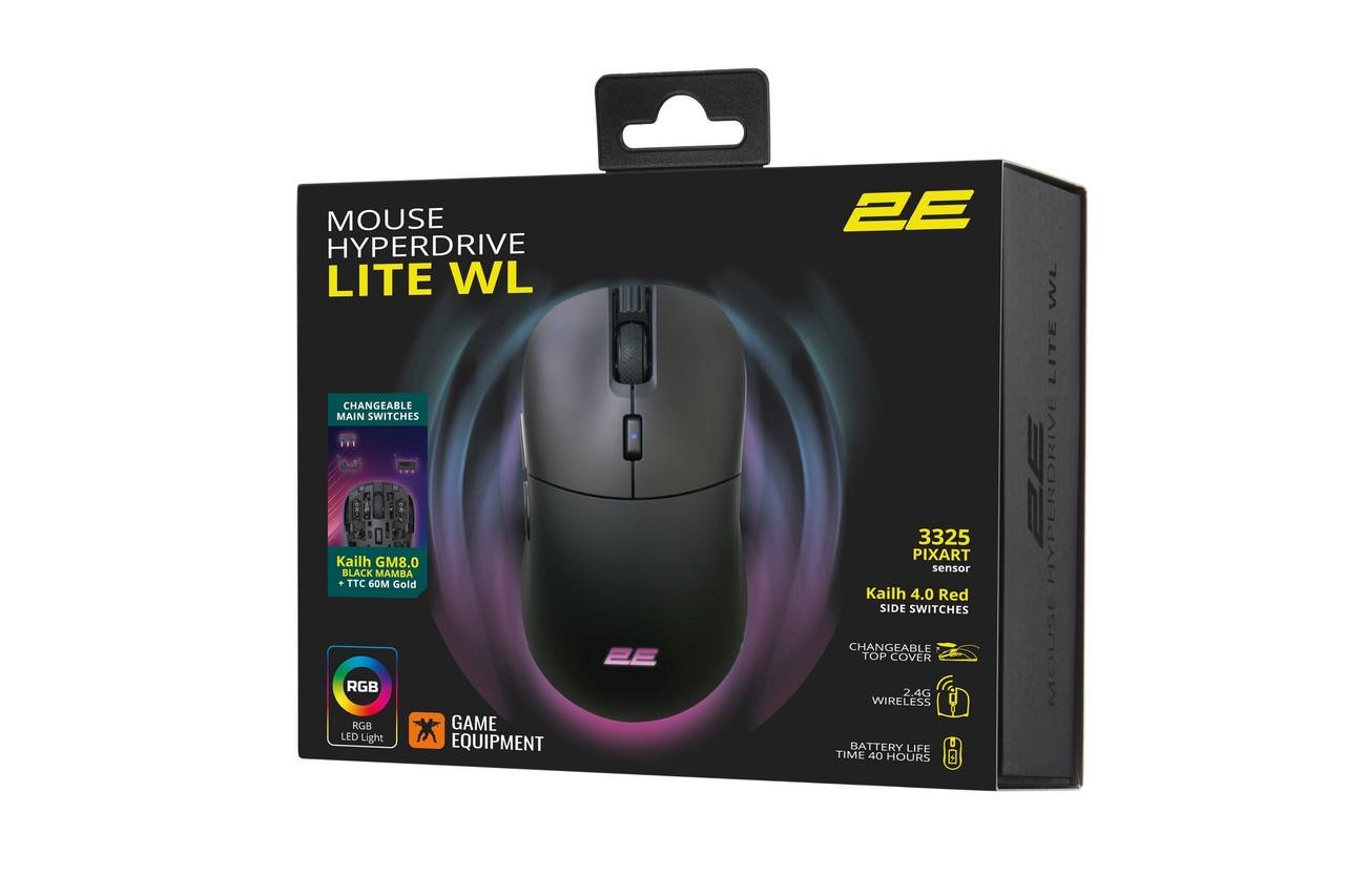 Миша ігрова з підсвіткою 2E Gaming HyperDrive Lite WL RGB Чорний (iz15830) - фото 10