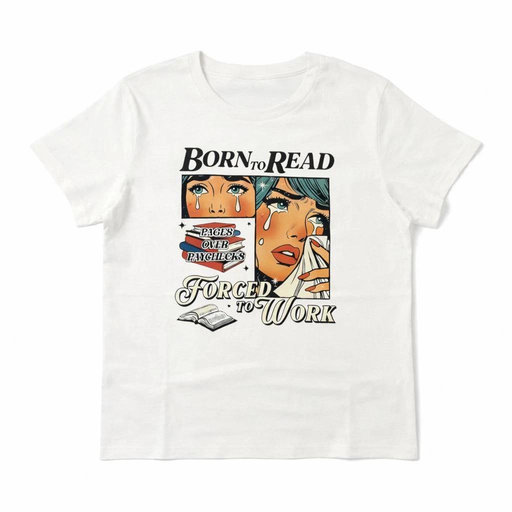 Футболка женская Born to Read Forced to Work SM Белый (SU-TK-004)