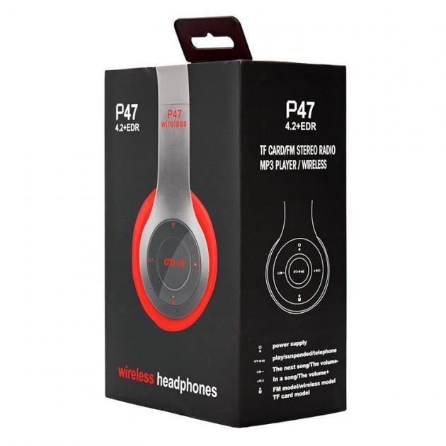 Беспроводные наушники Bluetooth Wireless Headset P47 Красный - фото 4