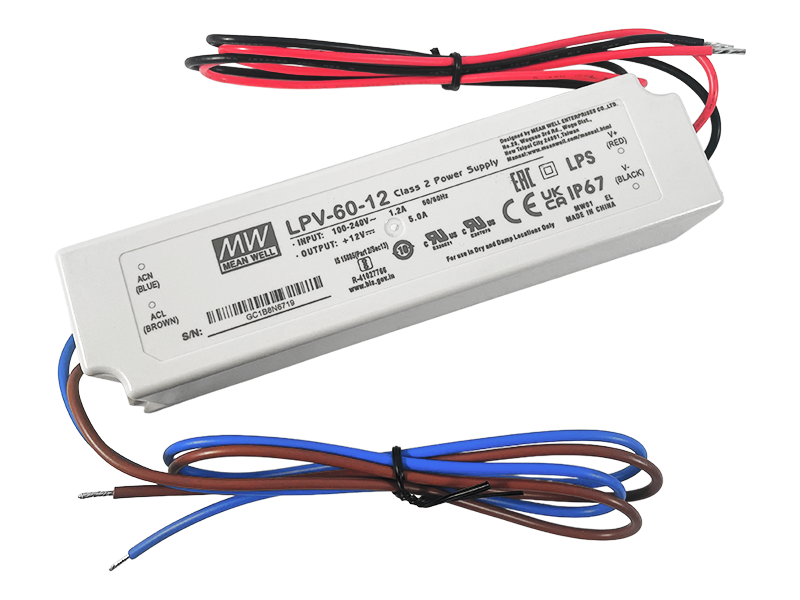 Блок питания Mean Well 60W-IP67 12V LPV-12-60 AC127-370V/DC (5707)