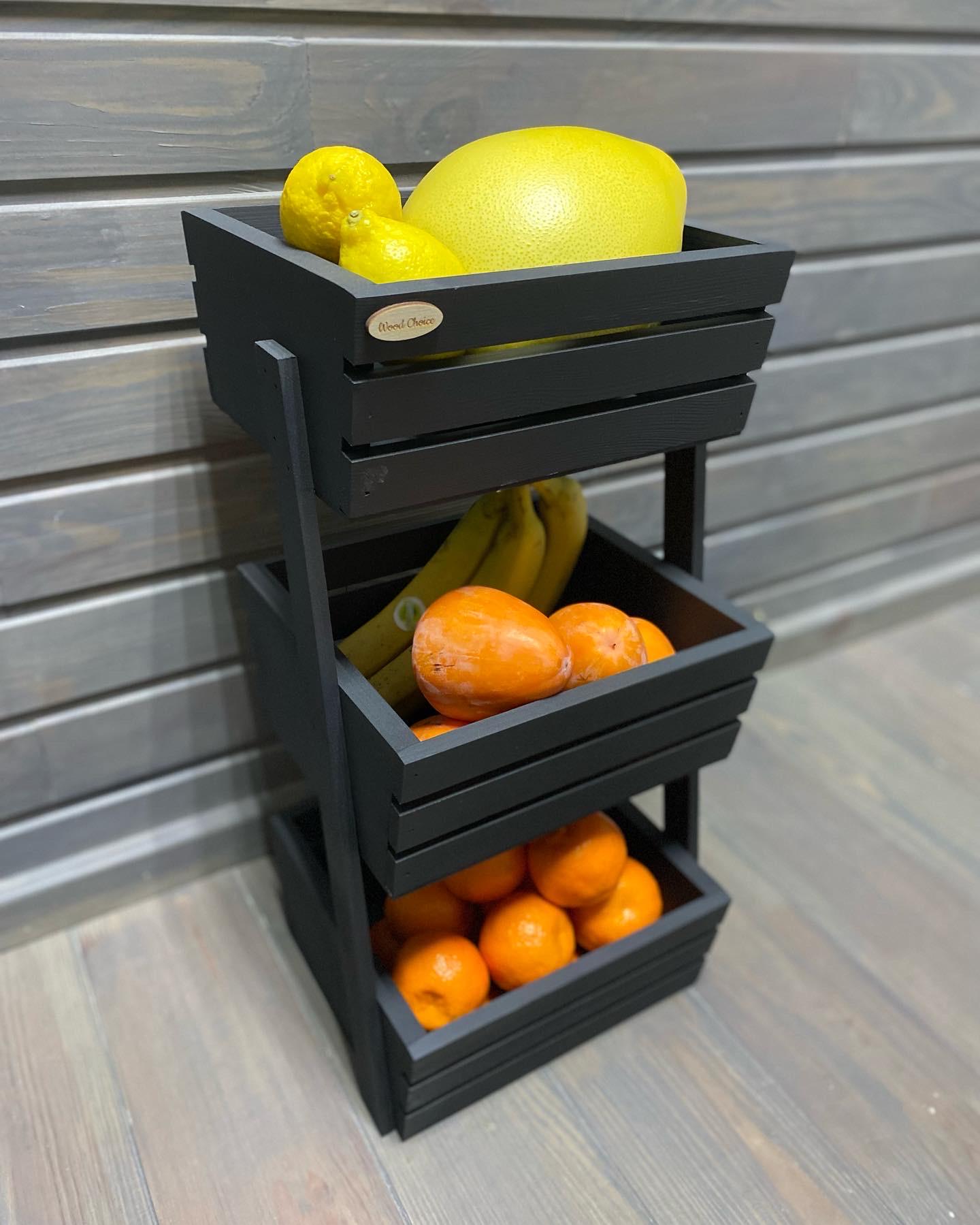 Ящик-фруктовница деревянная 3 яруса Черный (226) - фото 3 Ящик-фруктовница деревянная 3 яруса Черный (226) - фото 3
