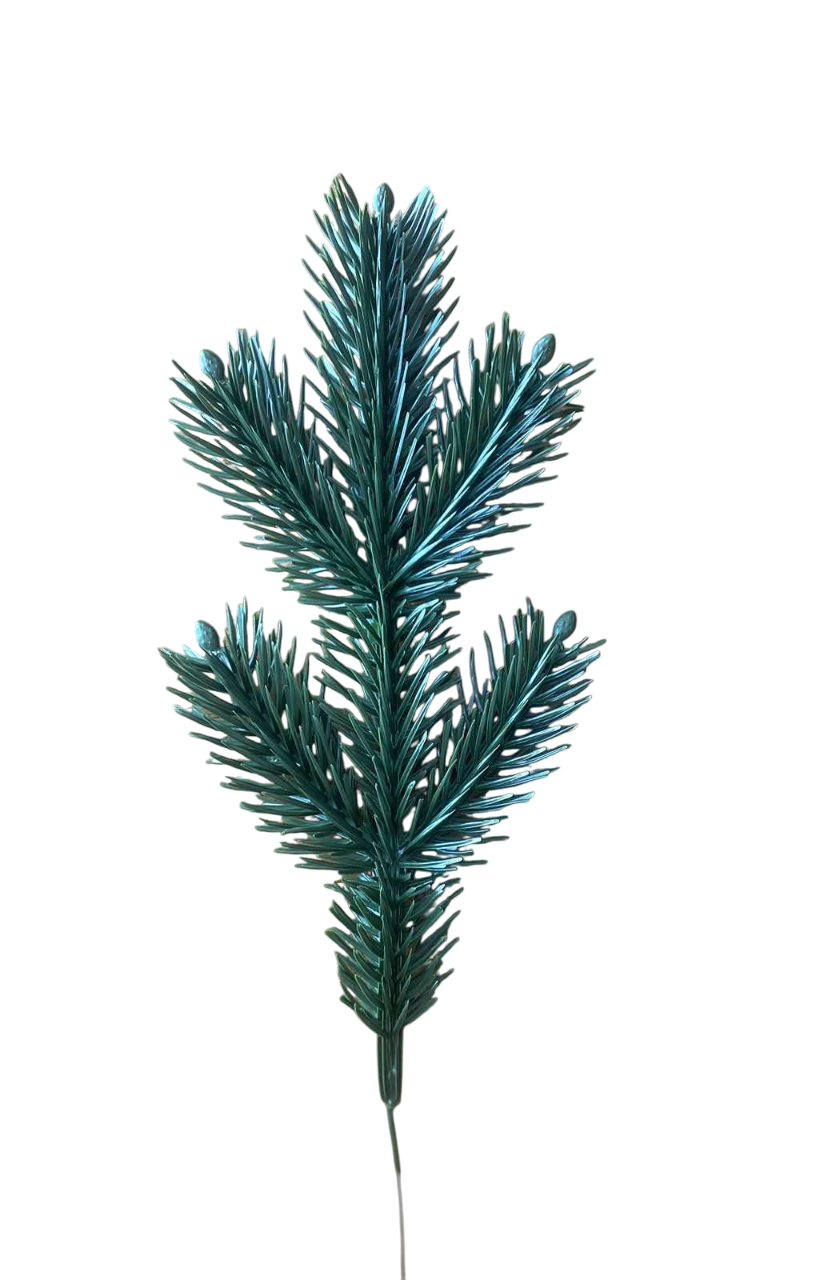 Ветка декоративная 5 с шишкой Темно-зеленый (29238980)