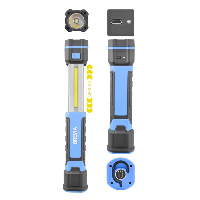 Фонарь инспекционный Brevia телескопический з microUSB LED 3W COB+1W LED 300 лм 2000 mAh (11340) - фото 5