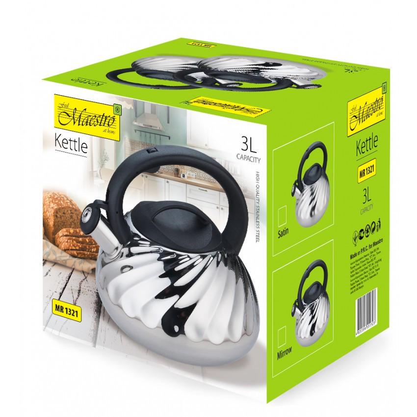 Чайник Maestro MR-1321 з нержавіючої сталі 3 л Сатин (1734813353) - фото 2 Чайник Maestro MR-1321 з нержавіючої сталі 3 л Сатин (1734813353) - фото 2