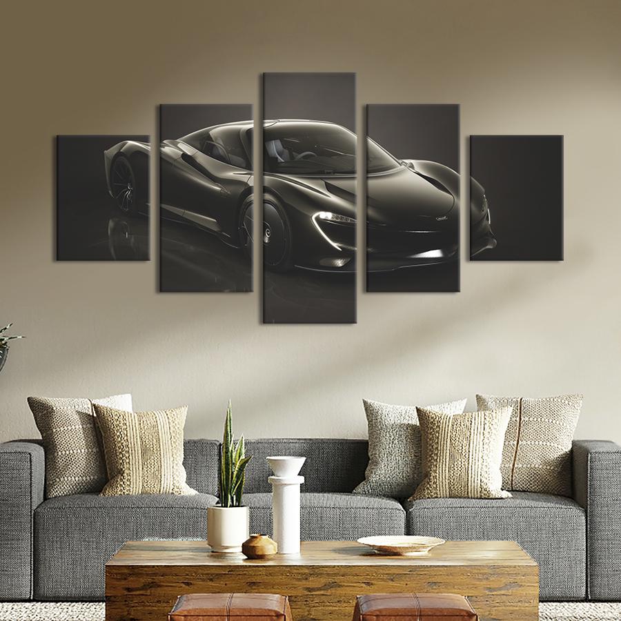 Картина на холсте McLaren Speedtail в роскошном чёрном цвете 162x80 см (1360-52)