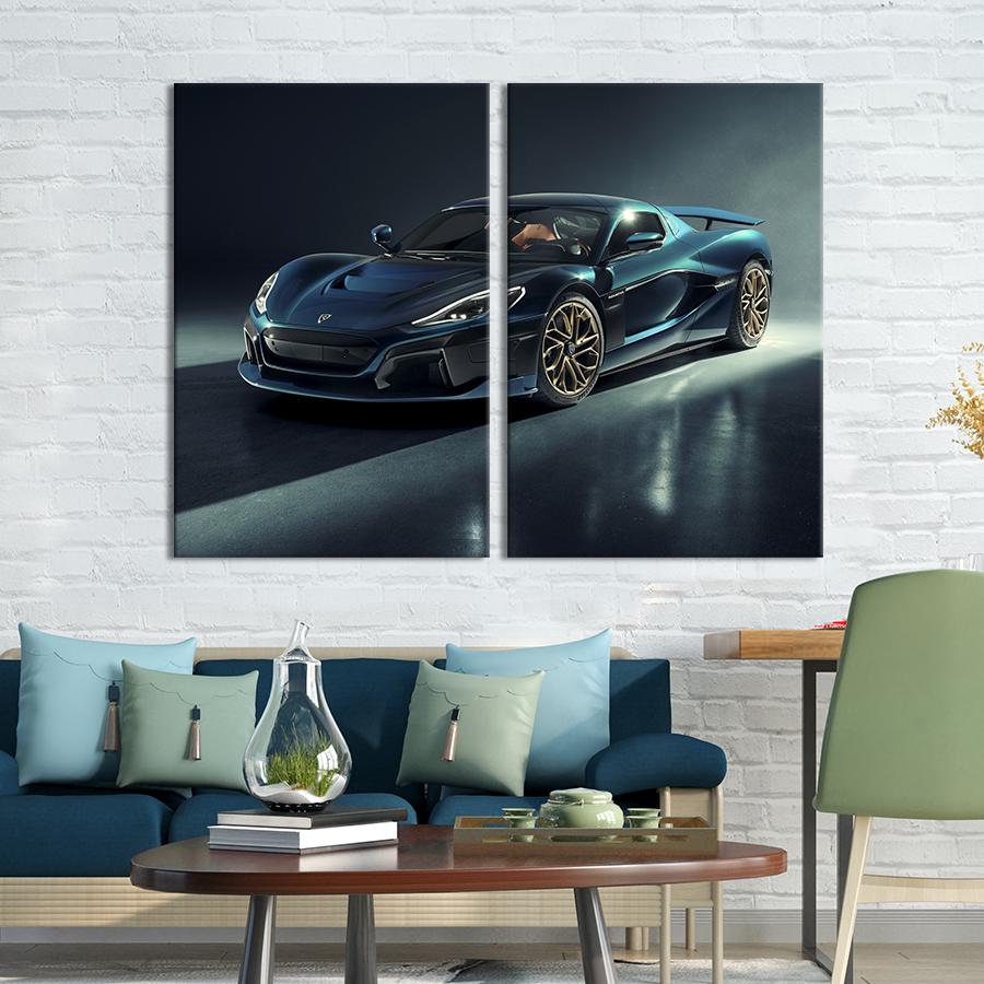 Картина на холсте Современный автомобиль Rimac Nevera 165x122 см (1390-2)