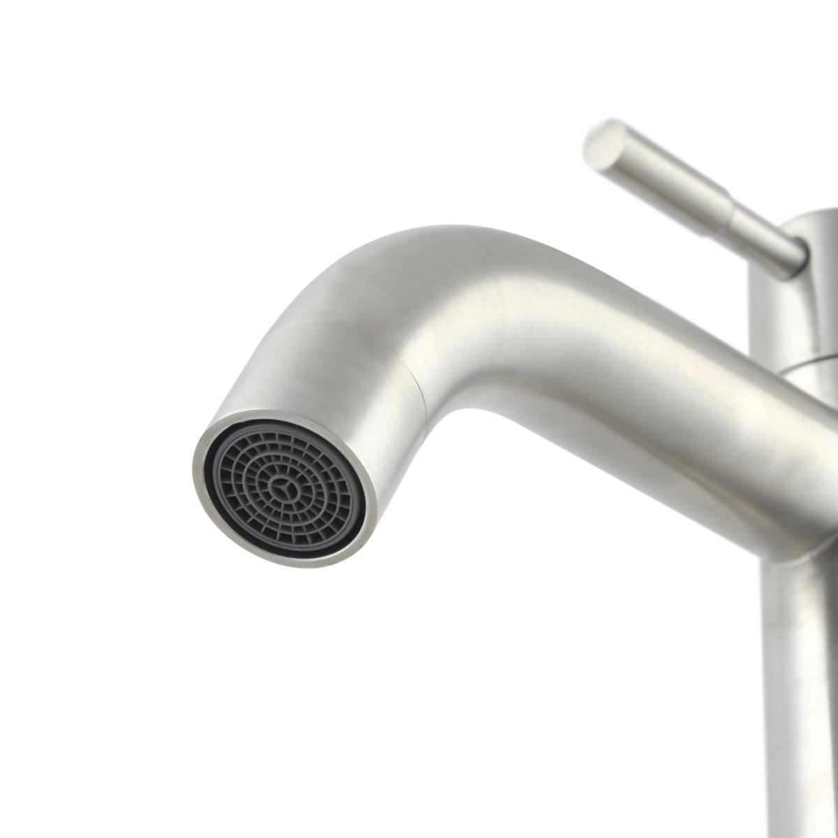 Монокран для умывальника Venta VAC2031-1 однорычажный изогнутый нержавеющая сталь врезной нержавеющая сталь - фото 3