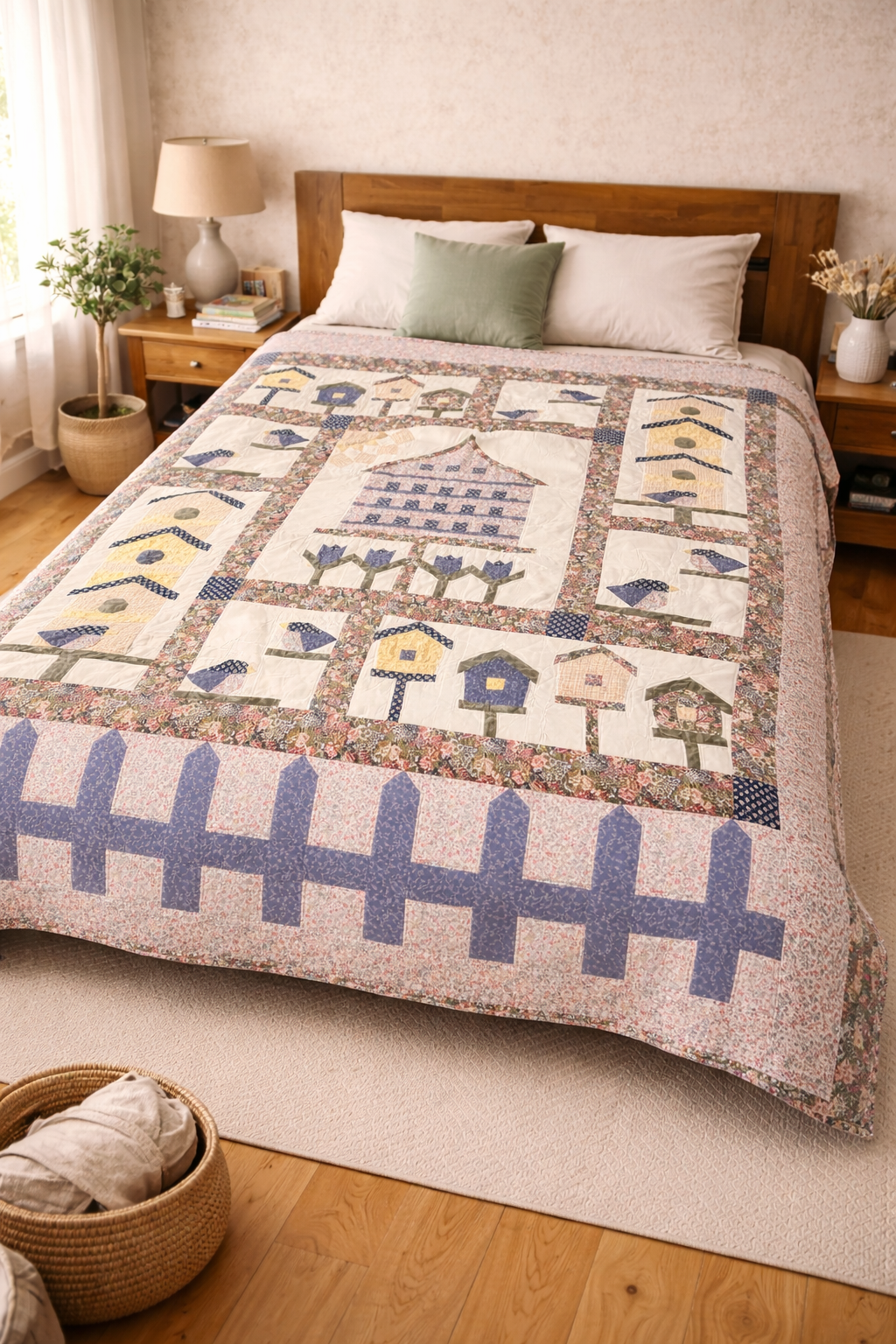 Покрывало пэчворк ручной работы 150х200 см Бабушкин домик