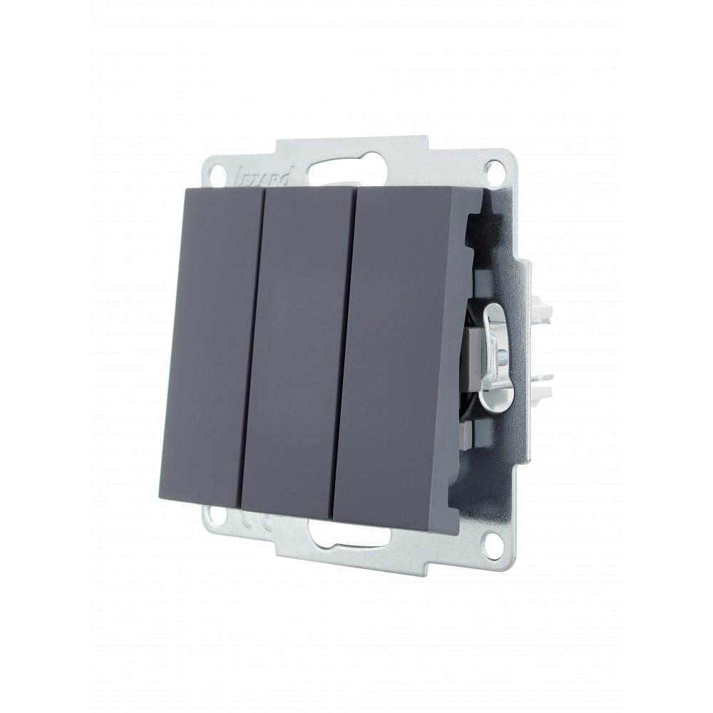 Выключатель трехклавишный Lezard Vesna 742-3488-109 Графитовый (27552707)