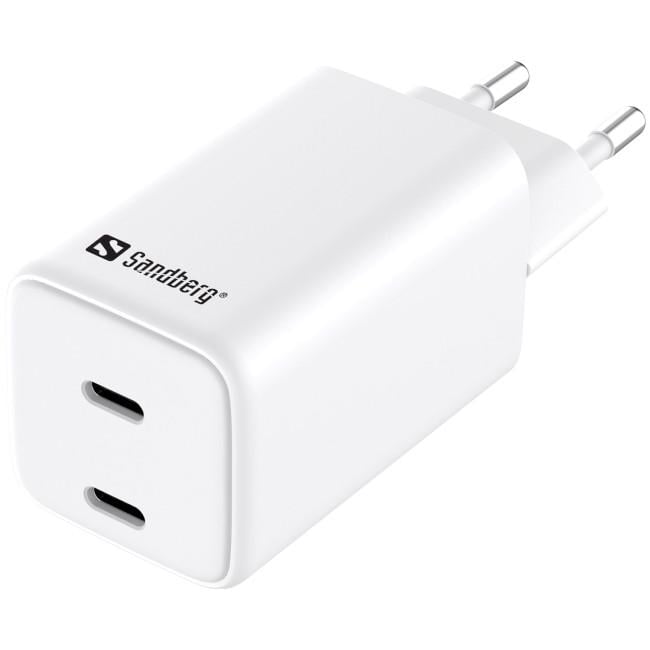 Зарядний пристрій Sandberg Dual USB-C PD65W White (441-56) - фото 1