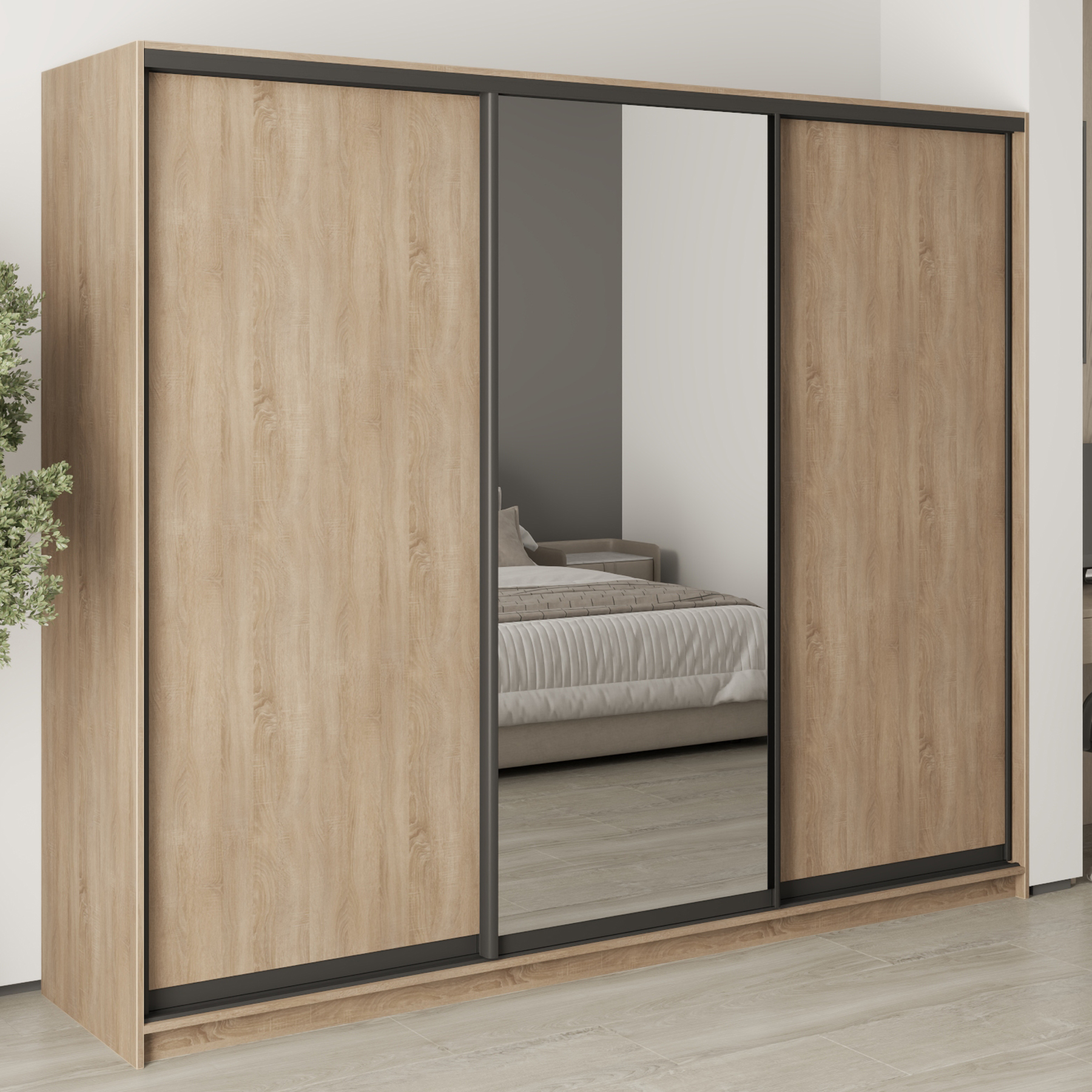 Шкаф-купе трехдверный Mebel Star Комбо BG MBS-9095 250х45х210 см Дуб сонома (1009084)
